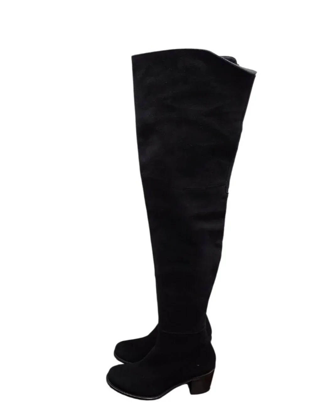 Stuart Weitzman 5.5 M Black Suede Over The Knee Boots Low Heel Tall Zip OTK